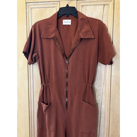 Noble Womens Adult Utility Suit Zip Up Pockets Jumpsuit Size Medium Brown RARE - Picture 3 of 11